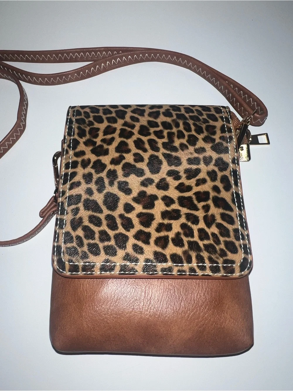 Leopard Print Brown Crossbody Bag - Women’s Stylish Shoulder Bag